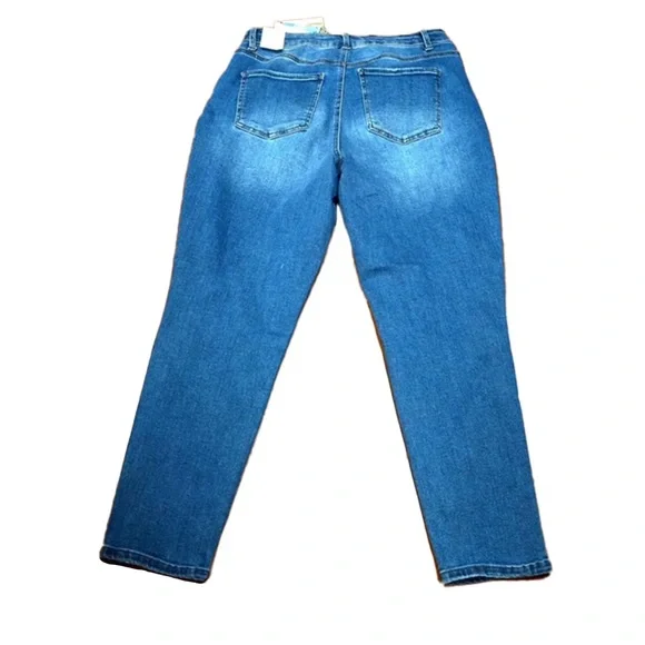 Women Wax Plus Size Blue Ripped Mom Jeans 90250 XL - Picture 5 of 5